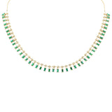 <span style="color:purple">SPECIAL!</span> 9.22ct G SI 14K Yellow Gold Diamond & Emerald Dangling Necklace 18" Long