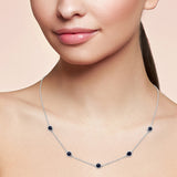 <span style="color:purple">SPECIAL!</span> 1.82ct G SI 14K White Gold Blue Sapphire  Necklace 16" + 2" EXT