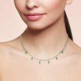 <span style="color:purple">SPECIAL!</span> 5.64ct G SI 14K Yellow Gold Diamond & Green Emerald Tennis Necklace 13" + 6" EXT