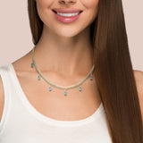 <span>GEMSTONE CLOSEOUT! </span> 3.80ct G SI 14K Yellow Gold Diamond & Aquamarine Cuban Link Necklace 12" + 4" EXT