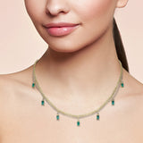 <span style="color:purple">SPECIAL!</span> 3.05ct G SI 14K Yellow Gold Diamond & Emerald Cuban Link Necklace 12" + 4" EXT