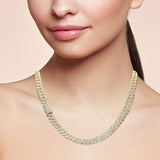 9MM 10.27ct G SI 14K Yellow Gold Baguette & Round Diamond Square Cuban Necklace 22" Long