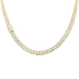 <span style="color:purple">SPECIAL!</span>7MM 7.68ct G SI 14K Yellow Gold Baguette & Round Diamond Square Cuban Necklace 22" Long