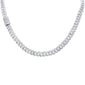 <span style="color:purple">SPECIAL!</span>7MM 7.38ct G SI 14K White Gold Baguette & Round Diamond Square Cuban Necklace 20" Long
