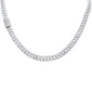 <span style="color:purple">SPECIAL!</span> 7MM 7.83ct G SI 14K White Gold Baguette & Round Diamond Square Cuban Necklace 22" Long