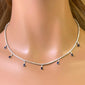 <span style="color:purple">SPECIAL!</span> 3.41ct G SI 14K White Gold Diamond & Blue Sapphire Gemstone Tennis Necklace 14" + 2" Long