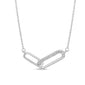 .03ct G SI 14K White Gold Diamond Paperclip Pendant Necklace 18" Long Chain