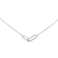 .03ct G SI 14K White Gold Diamond Paperclip Pendant Necklace 18" Long Chain