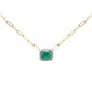 <span style="color:purple">SPECIAL!</span> 1.97ct G SI 14K Yellow Gold Cushion Shape Diamond & Natural Green Emerald Gemstone Paper Clip Necklace  15+2" Ext Long Chain