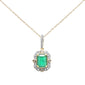 <span style="color:purple">SPECIAL!</span> 1.18ct SI 14K Yellow Gold Diamond & Emerald Gemstone Pendant Necklace 18" Long Chain