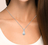 .50ct G SI 14K White Gold Pear Shape Diamond Pendant Necklace  18" Long Chain