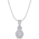 .50ct G SI 14K White Gold Pear Shape Diamond Pendant Necklace  18" Long Chain