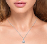 .48ct G SI 14K White Gold Square Shape Diamond Pendant Necklace 18" Long Chain