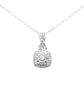 <span style="color:purple">SPECIAL!</span> .48ct G SI 14K White Gold Square Shape Diamond Pendant Necklace 18" Long Chain