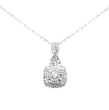 .48ct G SI 14K White Gold Square Shape Diamond Pendant Necklace 18" Long Chain