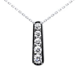 <span style="color:purple">SPECIAL!</span>.72ct G SI 14K White Gold Diamond 5-Stone Pendant Necklace 18" Long Chain