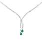 <span style="color:purple">SPECIAL!</span> 8.65ct G SI 14k Yellow Gold Diamond & Pear Shape Green Emerald Gemstones Drop Pendant Necklace 16+2" Ext Long Chain