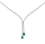 8.65ct G SI 14k Yellow Gold Diamond & Pear Shape Green Emerald Gemstones Drop Pendant Necklace 16+2" Ext Long Chain