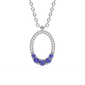 .25ct G SI 14K White Gold Diamond & Blue Sapphire Gemstones Pendant Necklace 18" Long