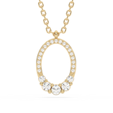 .23ct G SI 14K Yellow Gold Diamond Oval Shape Pendant Necklace 18" Long