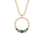 .23ct G SI 14K Yellow Gold Diamond & Multi Color Gemstone Pendant Necklace 18" Long