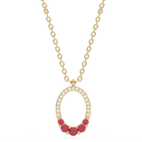 .27ct G SI 14K Yellow Gold Oval Shape Diamond & Ruby Gemstones Pendant Necklace 18" Long
