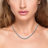 10.70ct G SI 14K White Gold Diamond Graduated Stones Tennis Necklace 16" Long