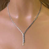 8.17ct G SI 14K White Gold Diamond & Blue Sapphire Gemstones Tennis Necklace 16+2" Long