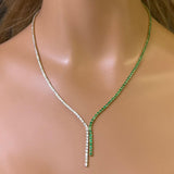 7.48ct G SI 14K Yellow Gold Diamond & Emerald Gemstones Tennis Lariat Necklace 16+2" Long