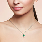 <span style="color:purple">SPECIAL!</span>1.09ct G SI 14K Yellow Gold Diamond & Emerald Gemstones Pendant Necklace 18" Long Chain