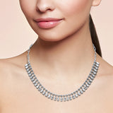 6.37ct G SI 14K White Gold Diamond & Emerald Cut Drop Chain Pendant Necklace 14+2" Long