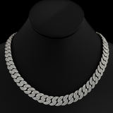 13mm 22.99ct G SI 14K White Gold Baguette & Round Diamond Cuban Necklace 24"