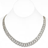 <span style="color:purple">¡ESPECIAL!</span> Collar cubano de oro blanco de 14K, 13 mm, 19.48 ct, G SI, con diamantes talla baguette y redondos, 50.8 cm