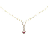 <span style="color:purple">SPECIAL!</span> .37ct G SI 14K Yellow Gold Diamond & Ruby Gemstones Arrow Pendant 18" Long