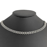 <span style="color:purple">SPECIAL!</span>  7mm 11.09ct G SI 14K White Gold Diamond Square Cuban Necklace 22"