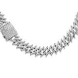  9mm 10.51ct G SI 14K White Gold Round Diamond Spiked Cuban Necklace 22"