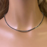 5.17ct G SI 14K White Gold Diamond Black Diamond Tennis Necklace 16" Long