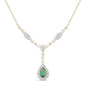 <span style="color:purple">SPECIAL!</span>.61ct G SI 14K Yellow Gold Diamond & Emerald Gemstones Drop Pendant Necklace 16" Long Chain