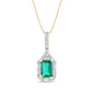 <span style="color:purple">SPECIAL!</span> .63ct G SI 14K Yellow Gold Diamond & Emerald Gemstones Pendant Necklace 18' Long Chain