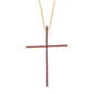 <span style="color:purple">SPECIAL!</span> .47ct G SI 14K Yellow Gold Ruby Gemstones Cross Pendant Necklace 18" Long Chain
