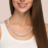 <span style="color:purple">SPECIAL!</span>3.48ct G SI 14K White Gold Round & Baguette Diamond Necklace 18" Long