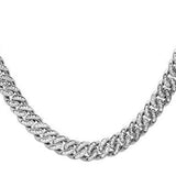 <span style="color:purple">¡ESPECIAL!</span> Collar Cubano de Diamantes Redondos de Oro Blanco de 14k, 3mm 2.39ct G SI, 16"