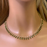 <span style="color:purple">SPECIAL!</span> 5.73ct G SI 14K Yellow Gold Diamond & Natural Emerald Gemstone Necklace 16" Long