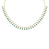 <span style="color:purple">SPECIAL!</span> 5.73ct G SI 14K Yellow Gold Diamond & Natural Emerald Gemstone Necklace 16" Long