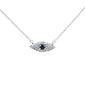 <span style="color:purple">SPECIAL!</span>.43ct G SI 14K White Gold Diamond & Blue Sapphire Gemstone Evil Eye Pendant Necklace 18" Long