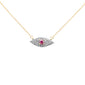 <span style="color:purple">SPECIAL!</span>.43ct G SI 14K Yellow Gold Diamond & Ruby Gemstone Evil Eye Pendant Necklace 18" Long