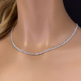 <span style="color:purple">SPECIAL!</span>3mm 1.68ct G SI 14k White Gold Round Diamond Cuban Necklace 16"