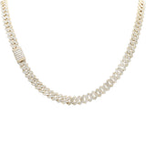 9mm 10.08ct G SI 14K Yellow Gold Baguette & Round Diamond Square Cuban Necklace 22" Long
