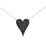 <span style="color:purple">SPECIAL!</span> .72ct G SI 14K Yellow Gold Diamond Heart Shape Black Diamond Pendant Necklace 18" Long Chain
