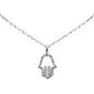.20ct G SI 14K White Gold Diamond Hand of Hamsa Pendant Necklace 18" Long Chain